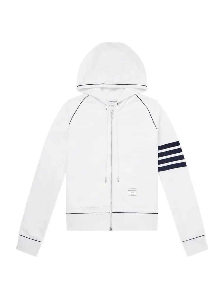 Thom Browne 4-Bar Cotton-Jersey Zip-Up Hoodie - Men - Women's Clothing