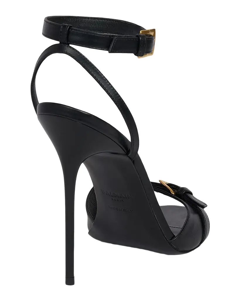 Balmain 110mm Anthem Leather Ankle-Strap Sandals