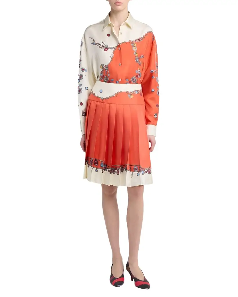 Versace Printed Silk Twill Skirt
