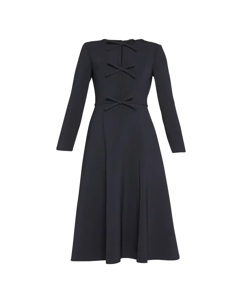 Carolina Herrera Triple Bow Keyhole-Front Midi Dress - Women's Clothing