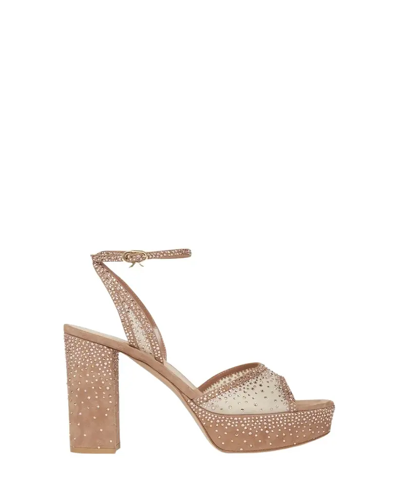 Gianvito Rossi Strass Organza Ankle-Strap Platform Sandals