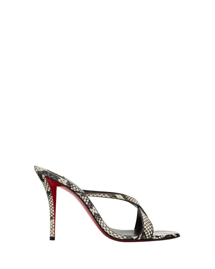 Christian Louboutin 100mm Mulazee Crisscross Snake-Printed Leather Sandals