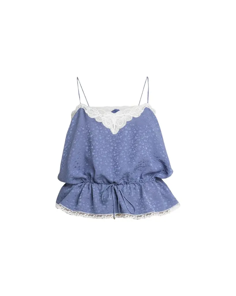 Chloe Lace-Trim Floral Silk Jacquard Sleeveless Top