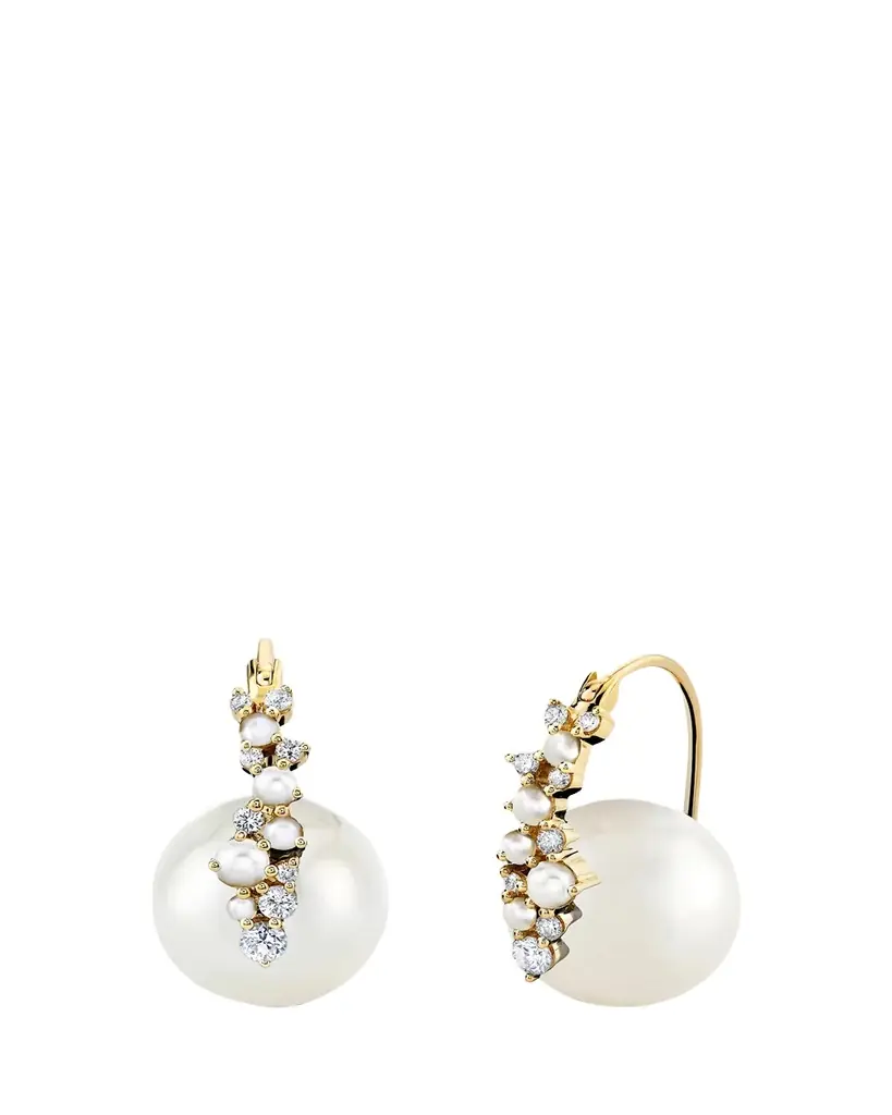 Sydney Evan 14K Diamond and Pearl Cocktail Earrings