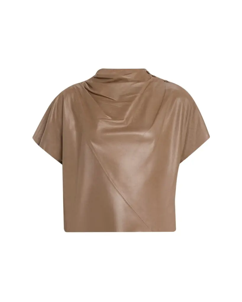 TWP Leather Mock-Neck Tee