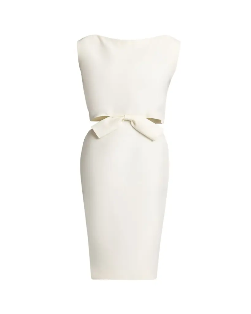 Balenciaga Sleeveless Bow Draped-Back Cutout Midi Dress
