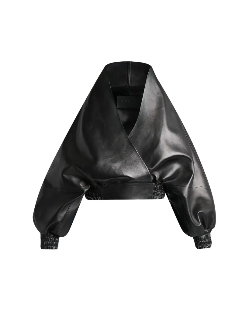 Balenciaga Structured Leather Wrap Jacket - Women's Clothing
