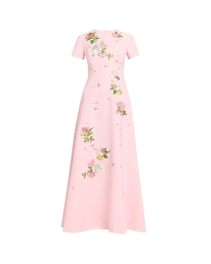 Carolina Herrera Rose Embroidered Sleeveless Trumpet Gown