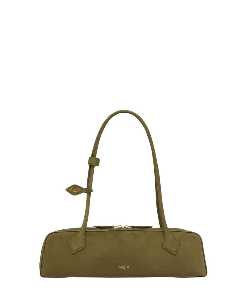 ALAIA Le Teckel Medium Suede Shoulder Bag