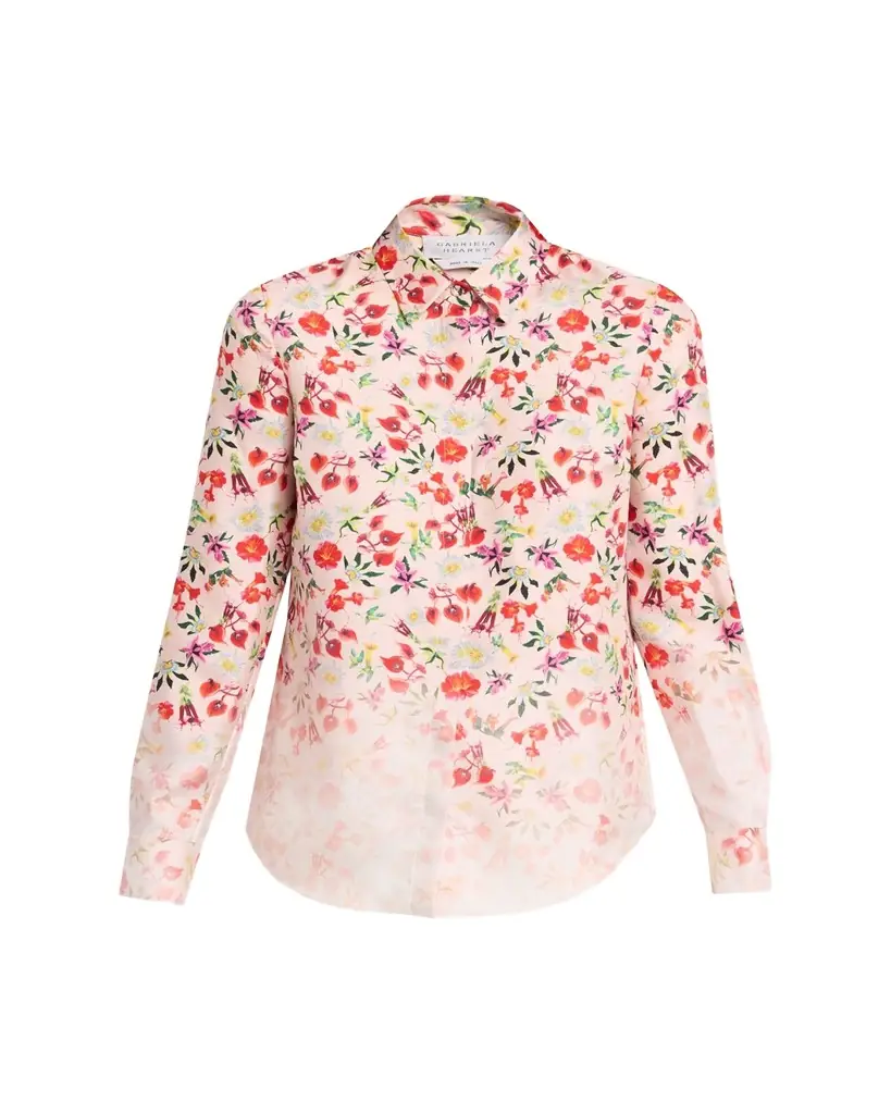 Gabriela Hearst Henri Ombre Floral Silk Button-Down Blouse