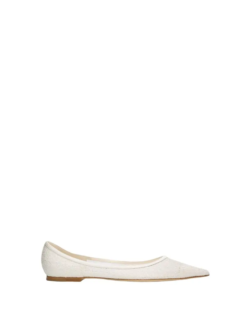 Jimmy Choo Love Floral Lace Pointed-Toe Flats
