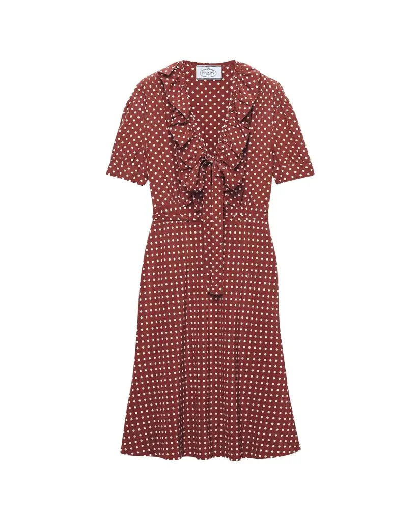 Prada Polka Dot Silk Midi Dress