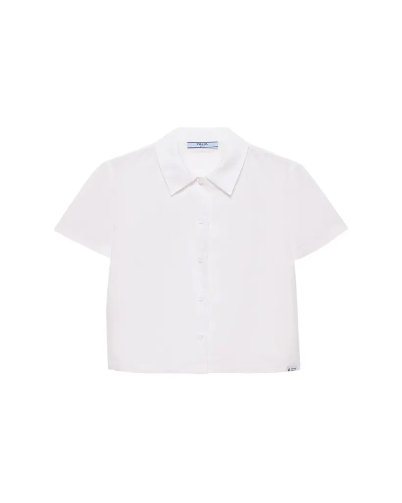 Prada Short-Sleeve Linen Muslin Shirt