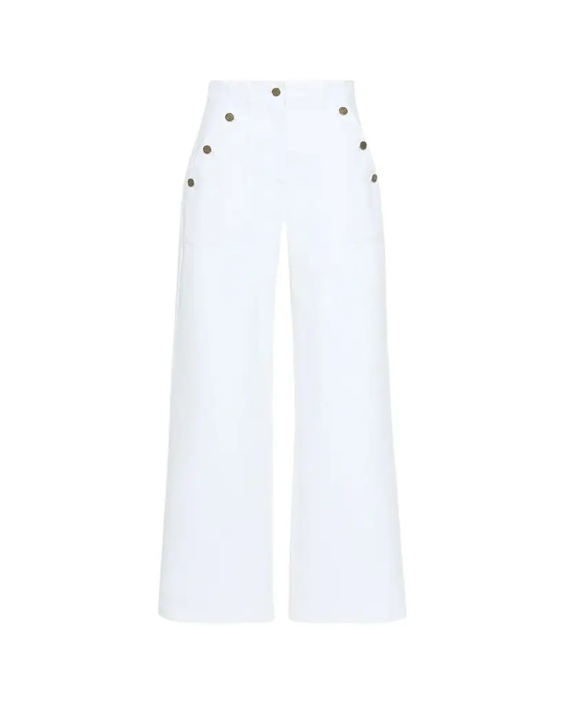 Max Mara High-Rise Cotton Twill Wide-Leg Sailor Pants