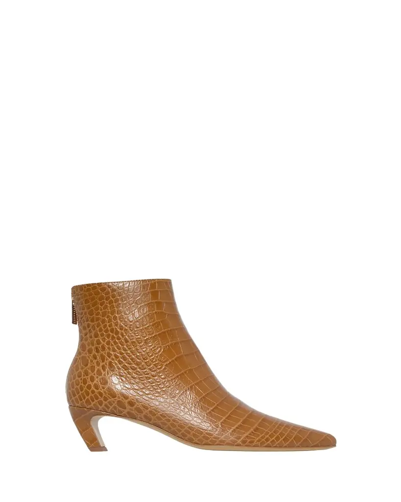 Gabriela Hearst Clayton Croc-Embossed Leather Ankle Boots