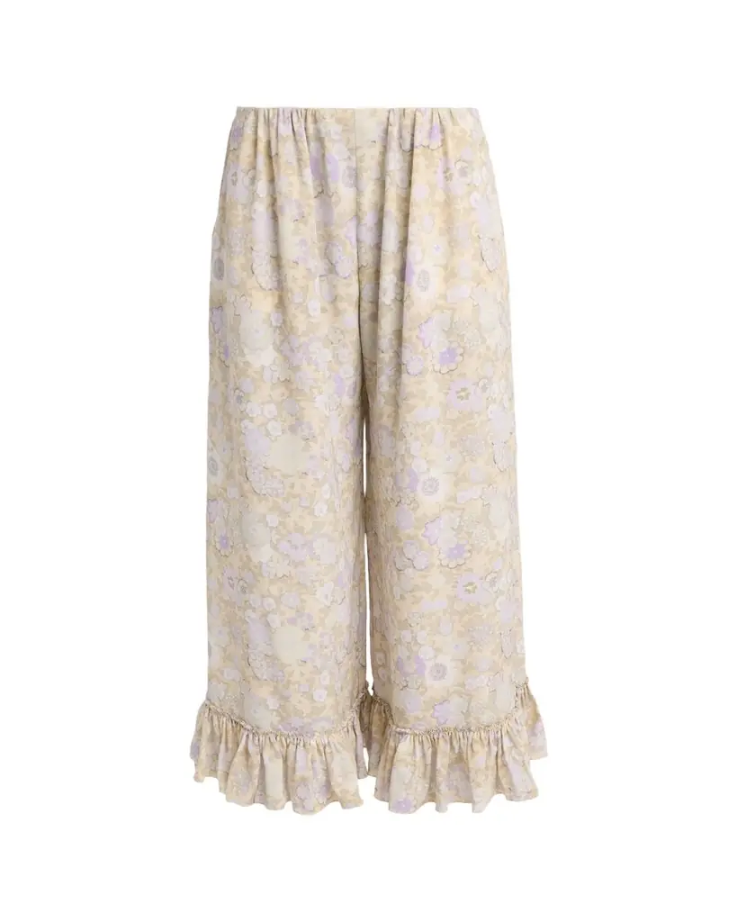 Chloe Painted Flowers Silk Trousers