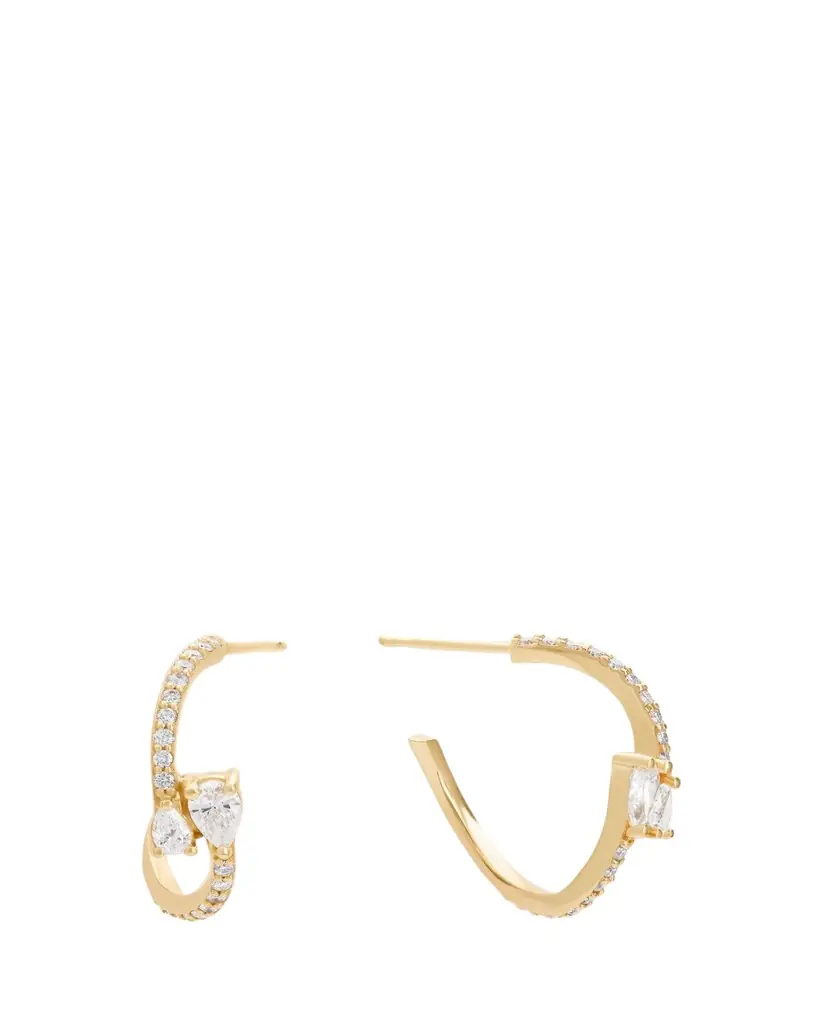 Lana Wavey Pear Diamond Huggie Earrings