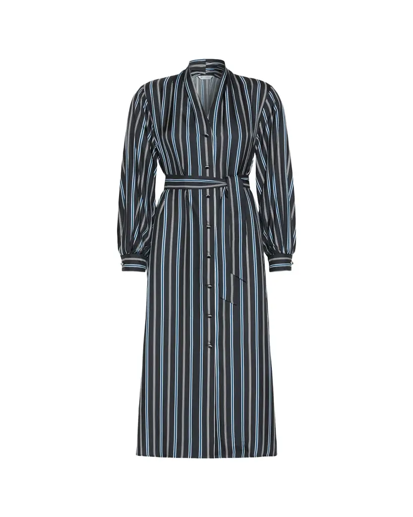 Max Mara Long-Sleeve Striped Shirtdress w/ Belt