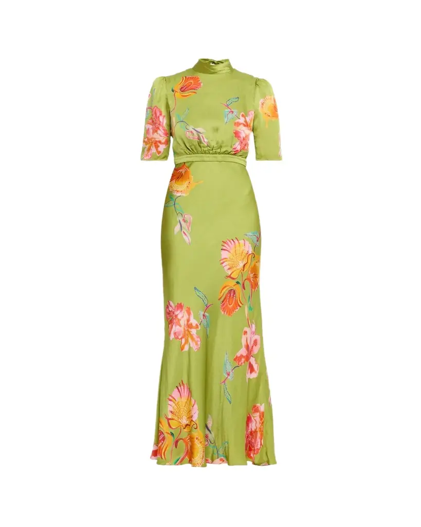 Saloni Adele B Floral Silk Dress