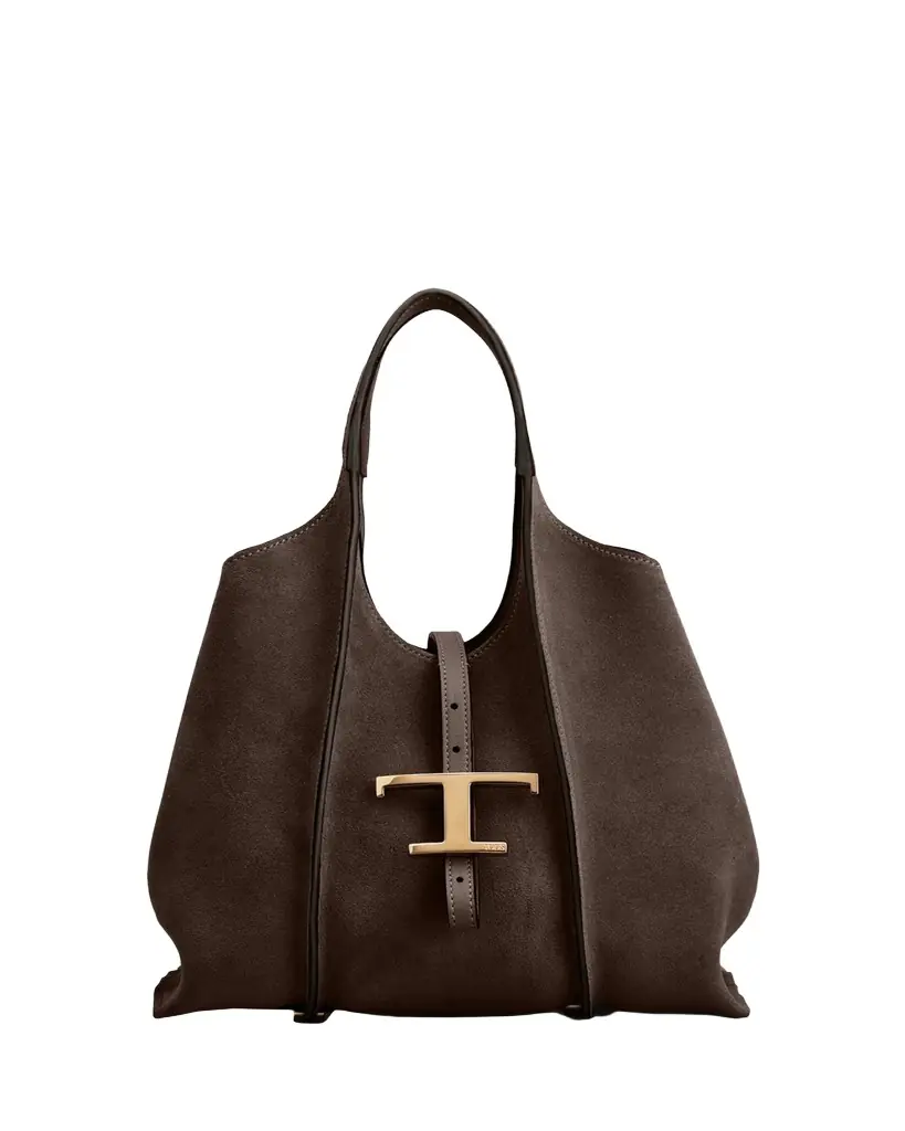 Tod's T Timeless Suede Shopping Tote Bag