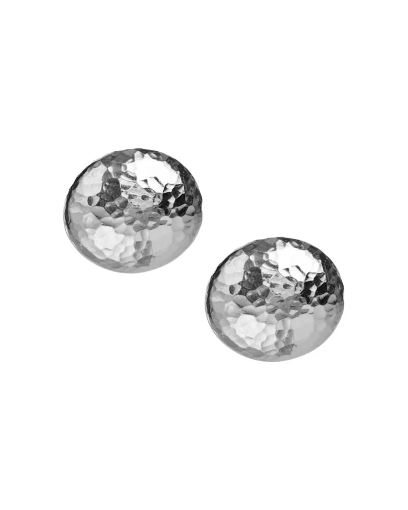 Ippolita Hammered Button Stud Clip Earrings in Sterling Silver