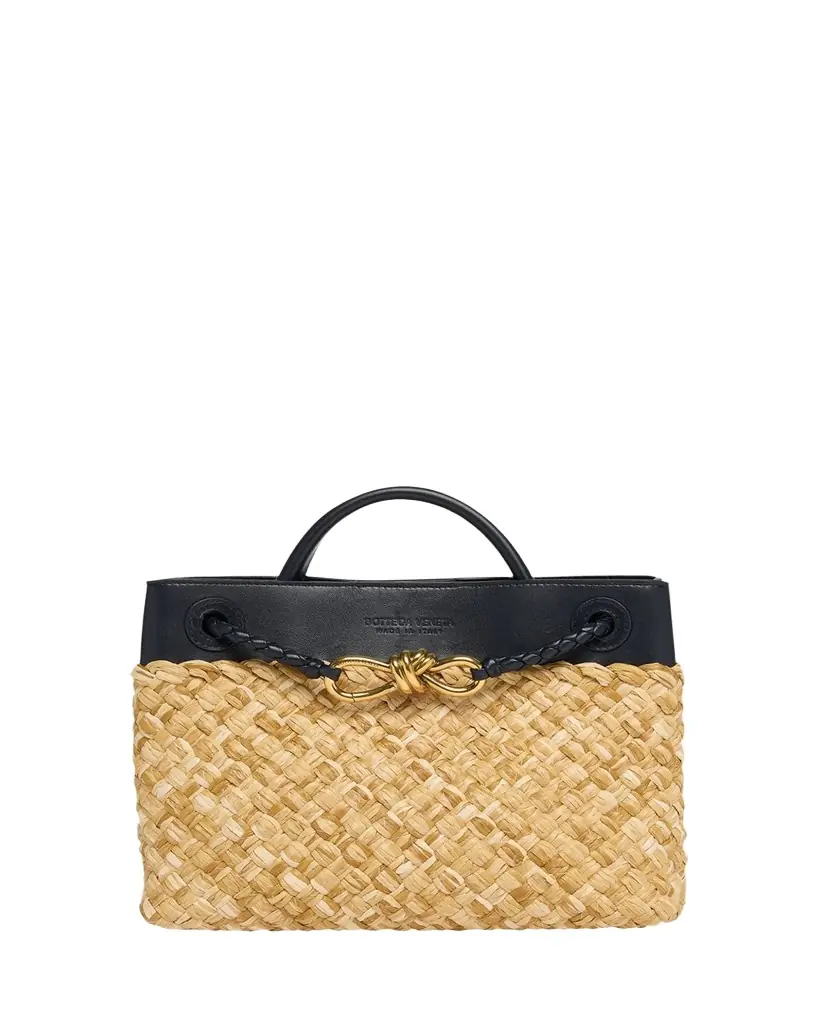 Bottega Veneta Andiamo Small Raffia Crossbody Bag
