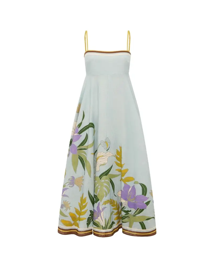 aje alma midi dress Alma Midi Dress-GREEN SAPPHIRE / 4