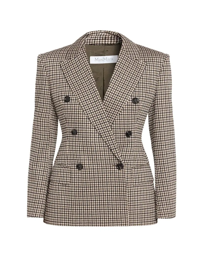 Max Mara Wool Houndstooth Double-Breasted Jacket