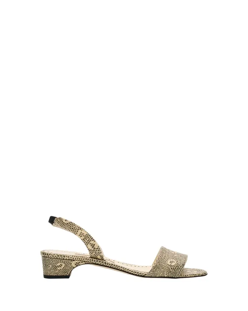 Manolo Blahnik 30mm Patobarnu Lizard-Print Leather Slingback Sandals - Women's Shoes