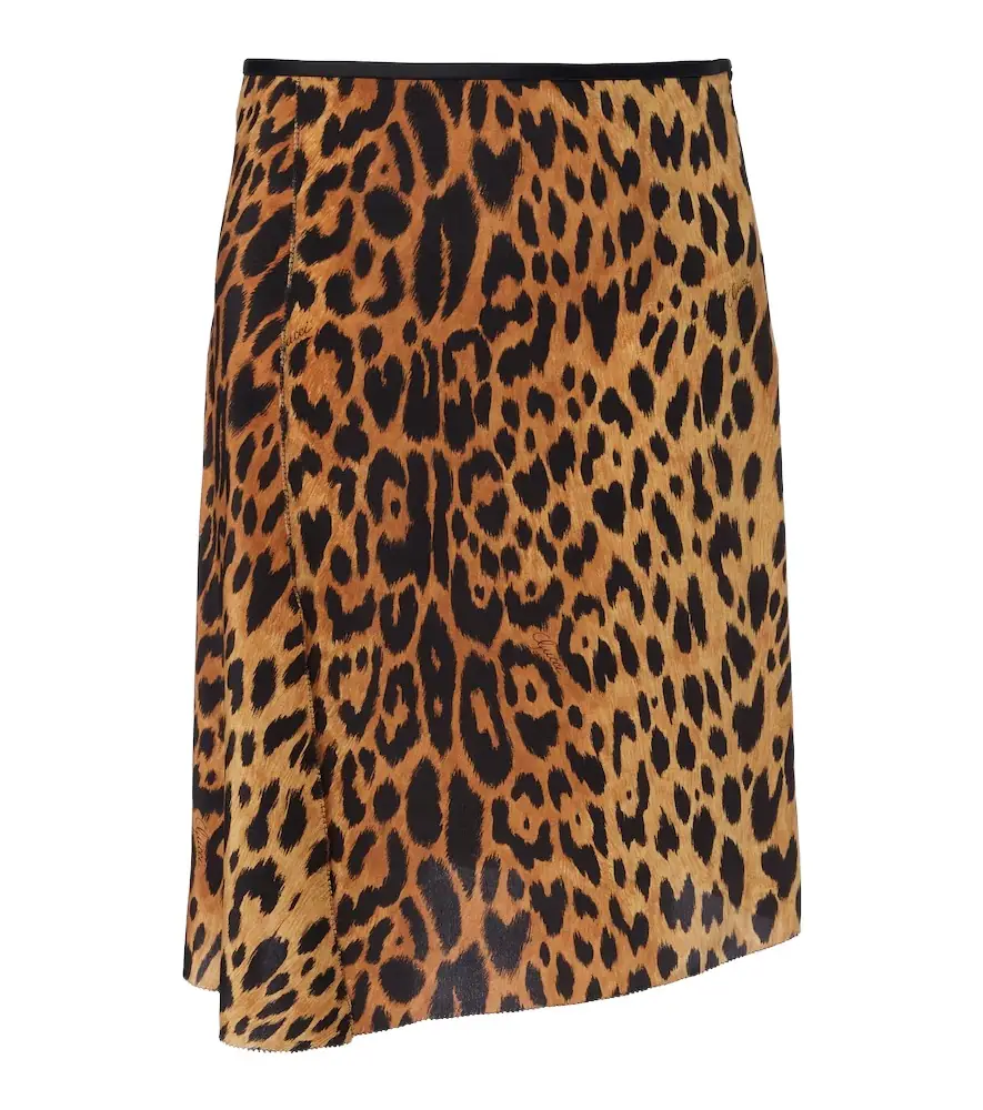 Gucci Leopard-print silk midi skirt