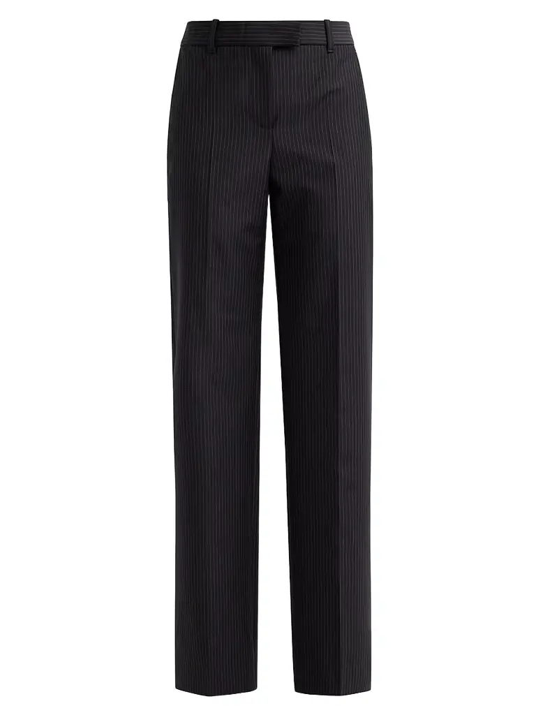 Alexander McQueen Women's Pinstripe Wool-Mohair Trousers - Navy Mel - Women's Clothing
