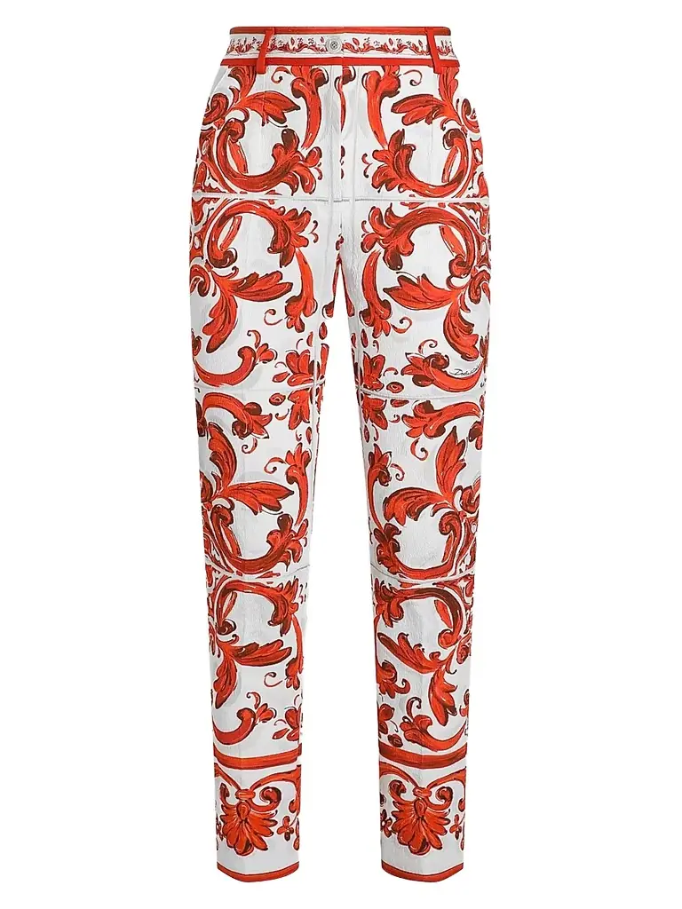 Dolce & Gabbana Women's Majolica-Print Brocade Crop Pants - Variante Abbinata