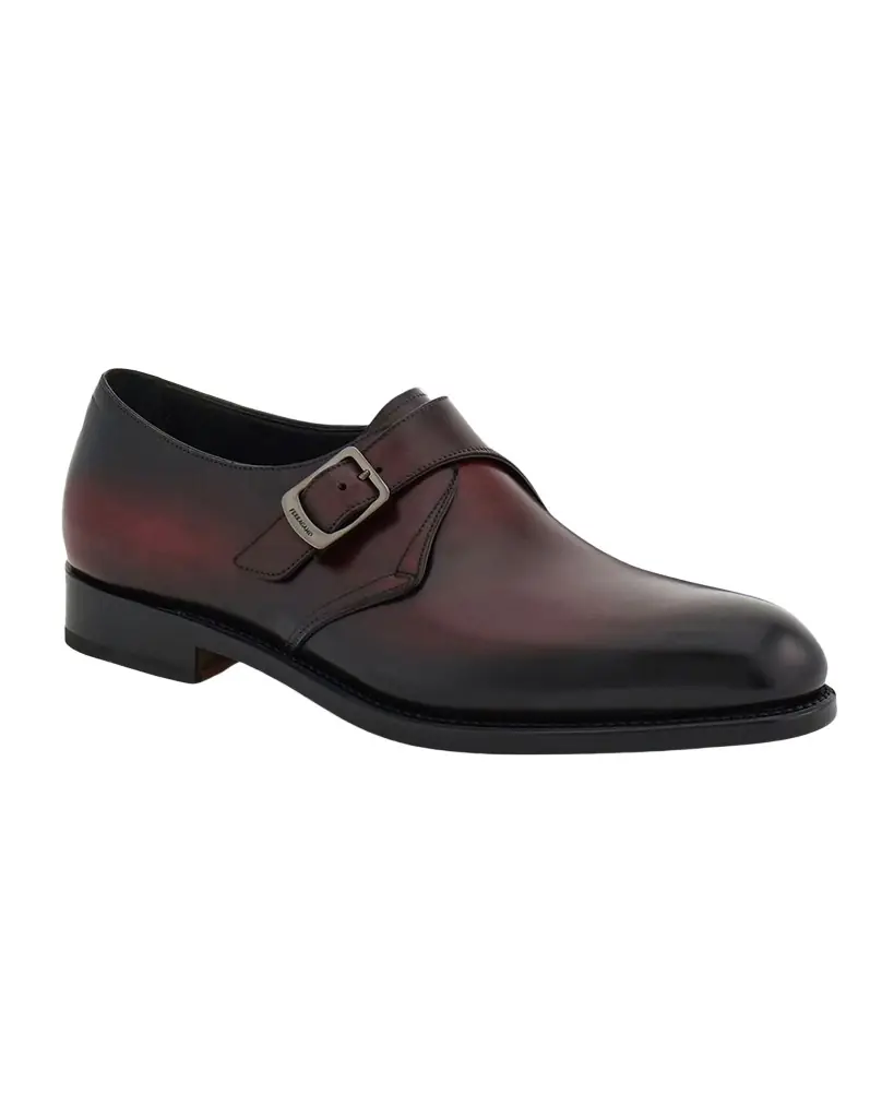 Ferragamo Men 's Sullivan Tramezza Buffed Leather Monk-Strap Loafers
