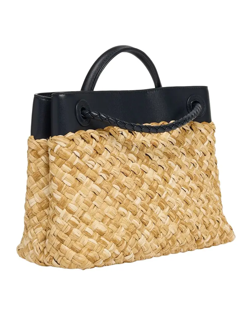 Bottega Veneta Andiamo Small Raffia Crossbody Bag