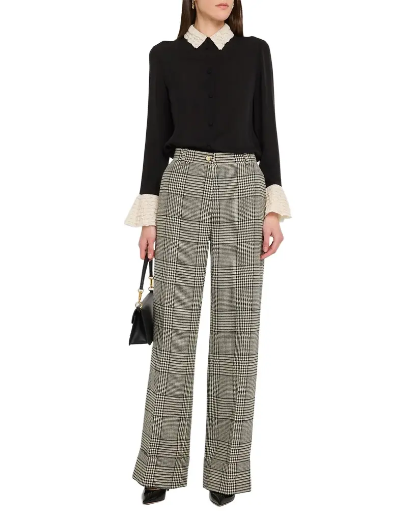 Valentino Garavani Lace Ruffle Button-Down Georgette Shirt