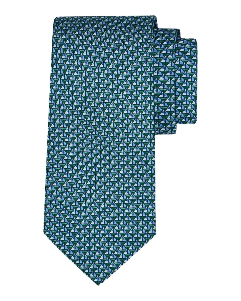 Ferragamo Men 's Geometric Wool and Silk Tie