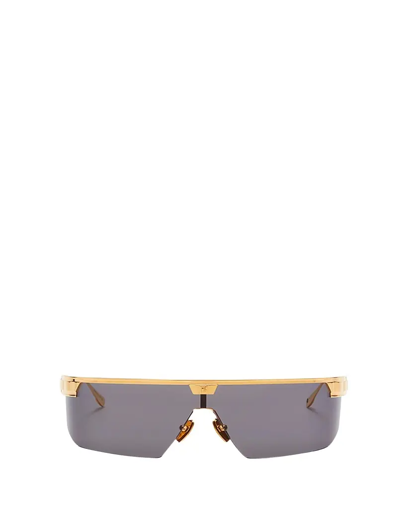 Balmain Major Half-Rimmed Titanium Shield Sunglasses