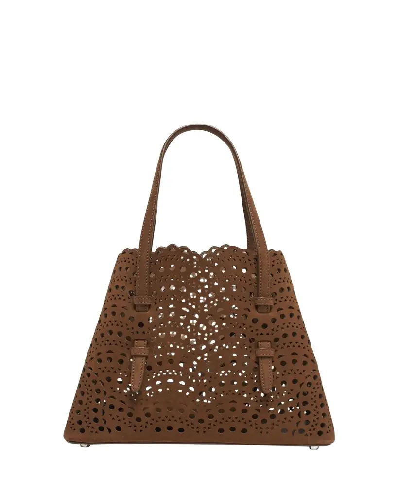 ALAIA Mina 25 Tote Bag in Perforated Nubuck Leather