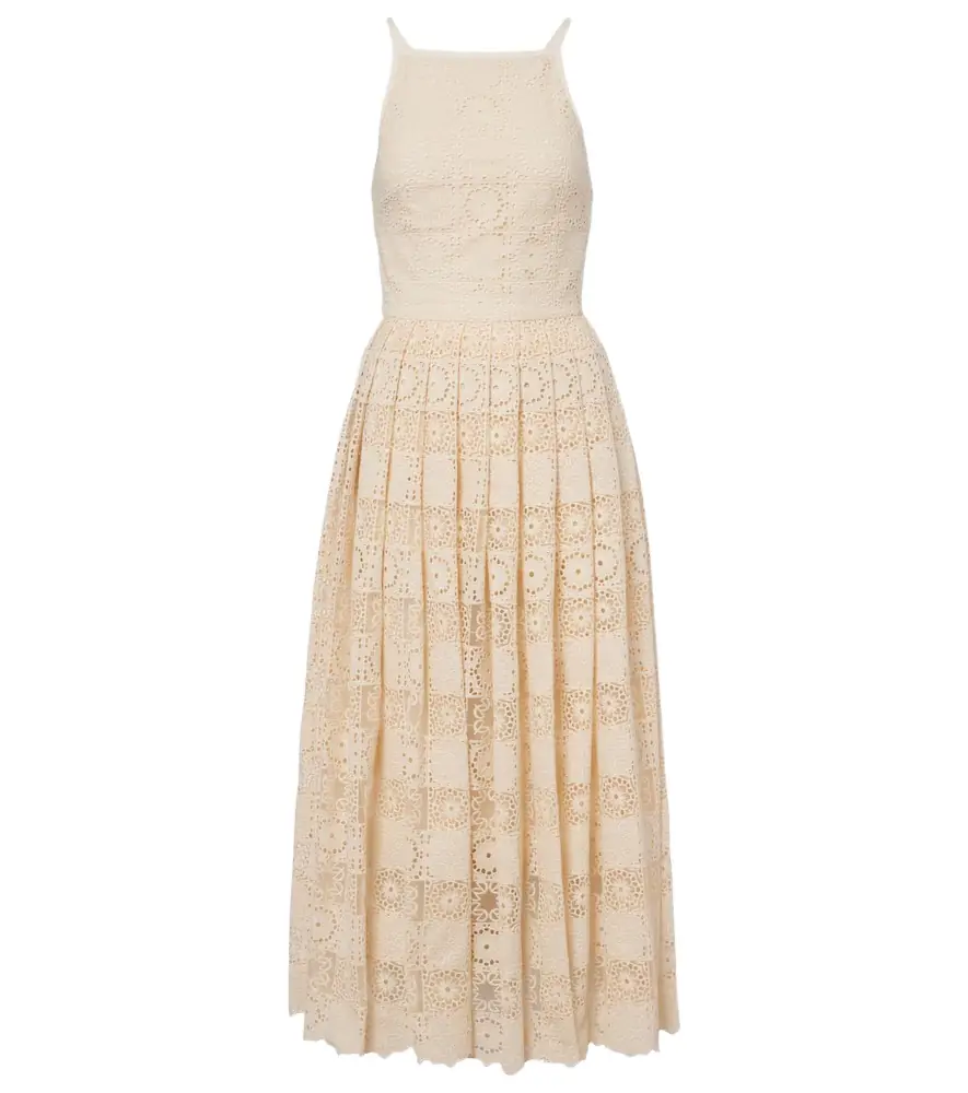 Elie Saab Silk and cotton-blend guipure lace midi dress