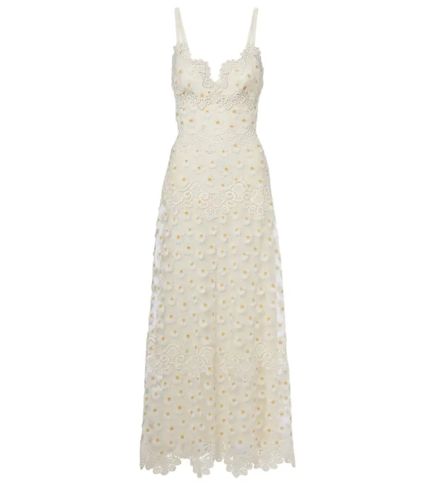 Elie Saab Embroidered guipure lace tulle maxi dress