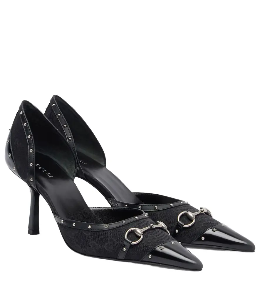 Gucci Savoy Horsebit GG canvas pumps