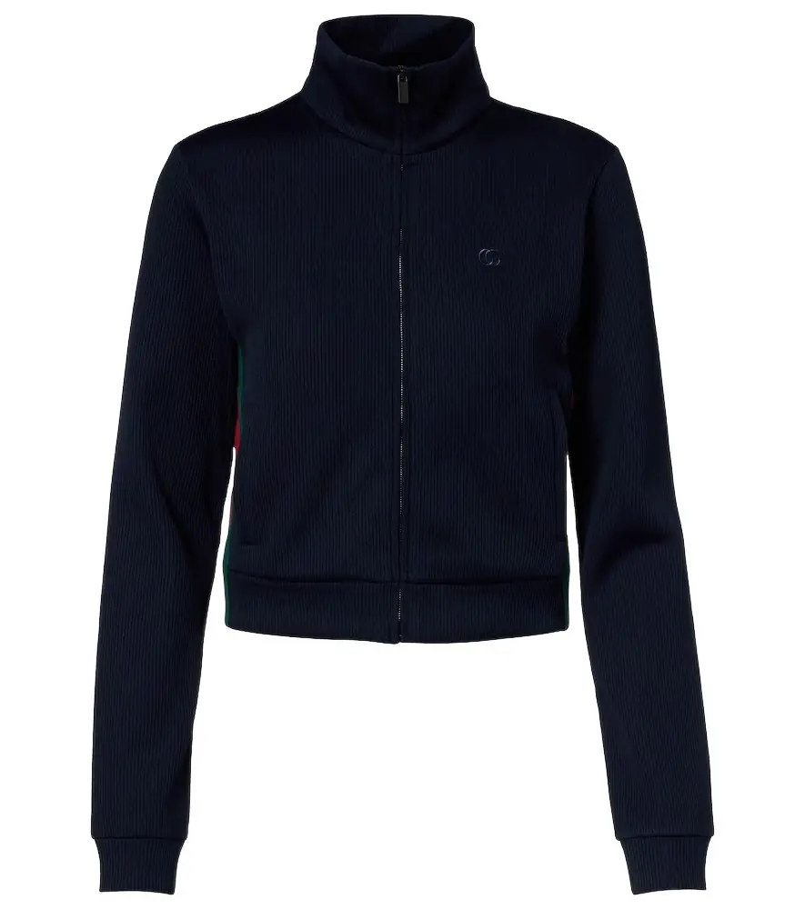 Gucci Web Stripe jersey zip-up sweatshirt