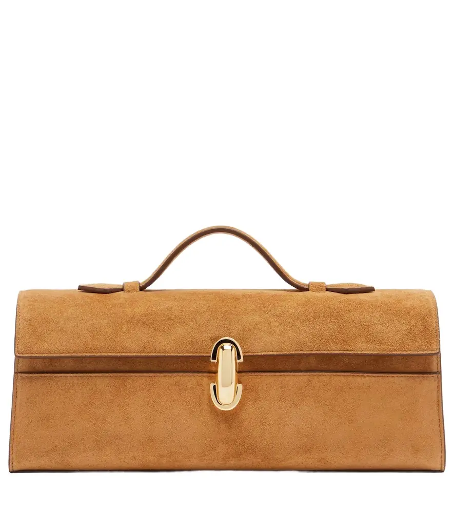 Savette Symmetry Slim suede top-handle bag