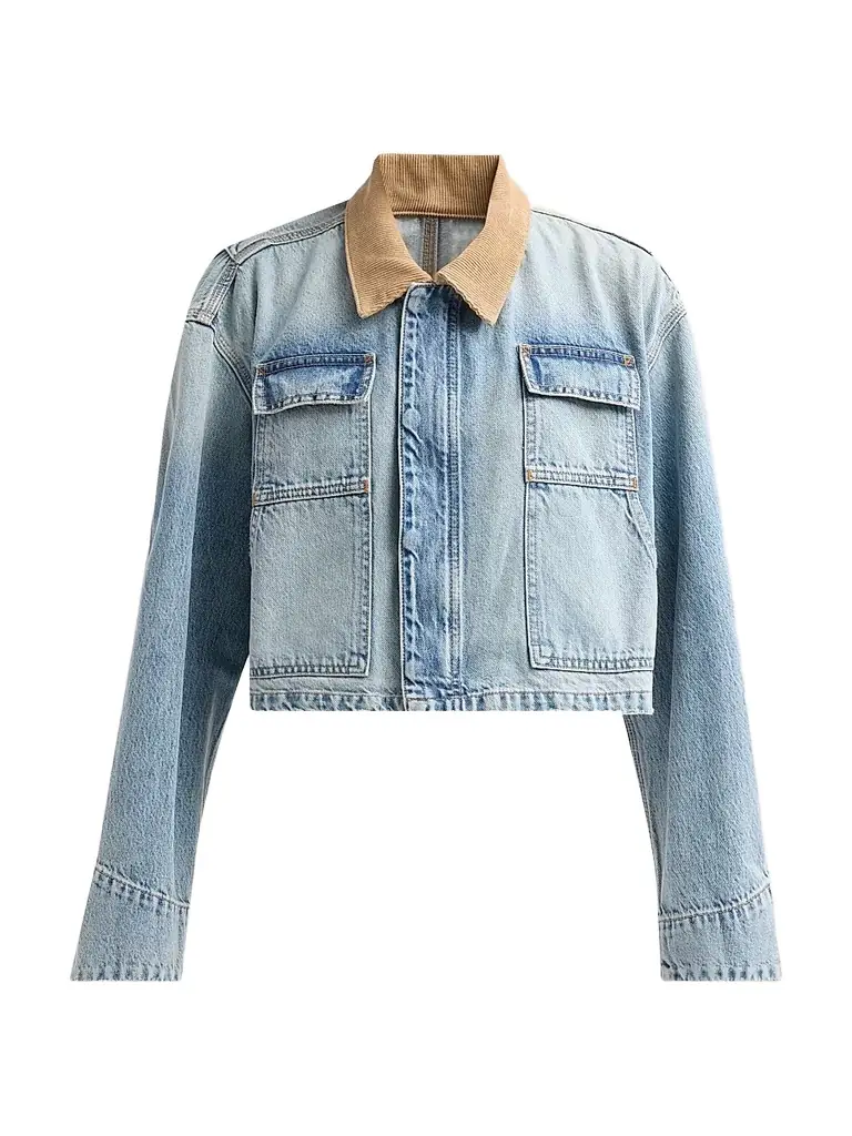 SLVRLAKE Women's Conner Denim Crop Worker Jacket - Conner Cropped Worker