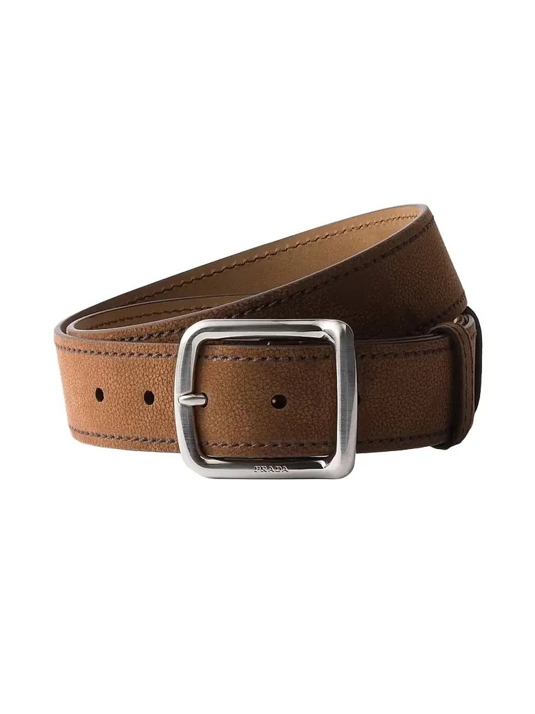 Prada Men's Nubuck Leather Belt - Brown