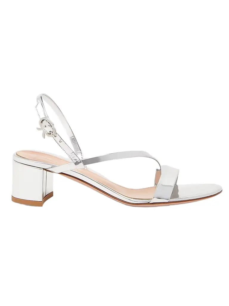 Gianvito Rossi Women's Betsey 45MM Metallic Leather Sandals - Silver
