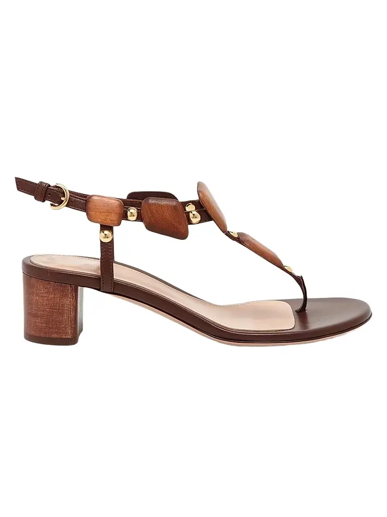 Gianvito Rossi Women's 45MM Beaded Leather Sandals - Brown