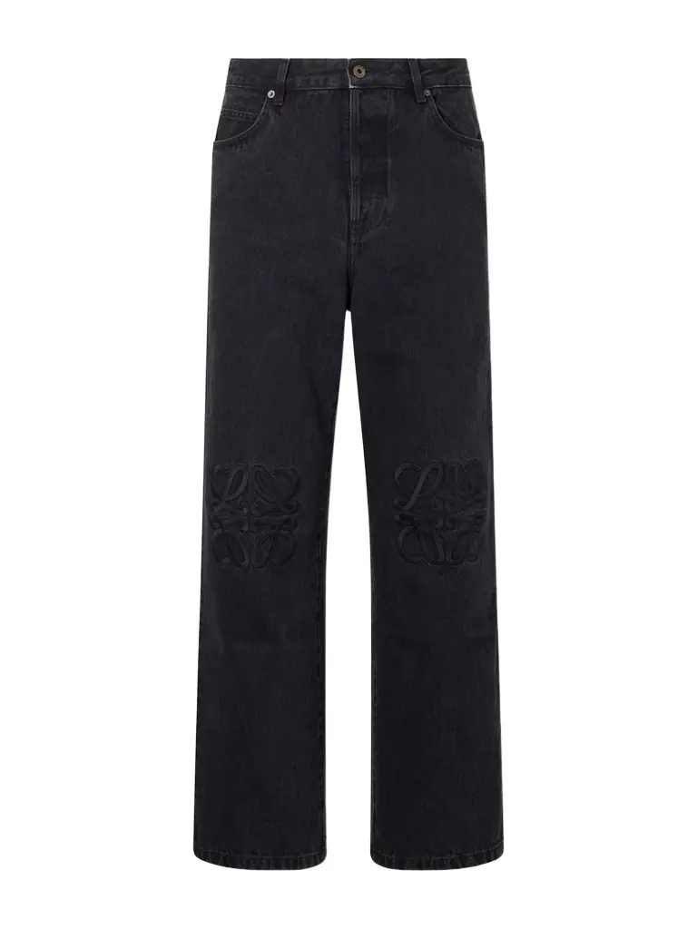 Loewe Wide-Leg Anagram-Embroidered Jeans - Men