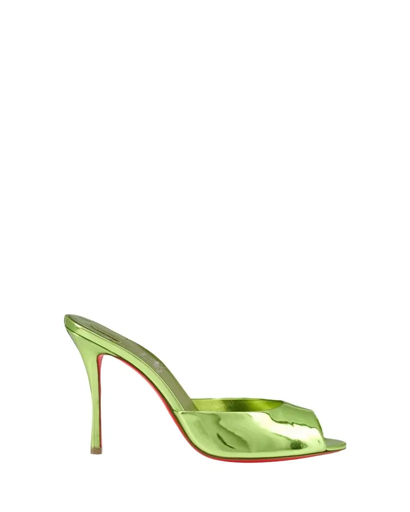 Christian Louboutin 100mm Me Dolly Metallic Leather Slide Sandals