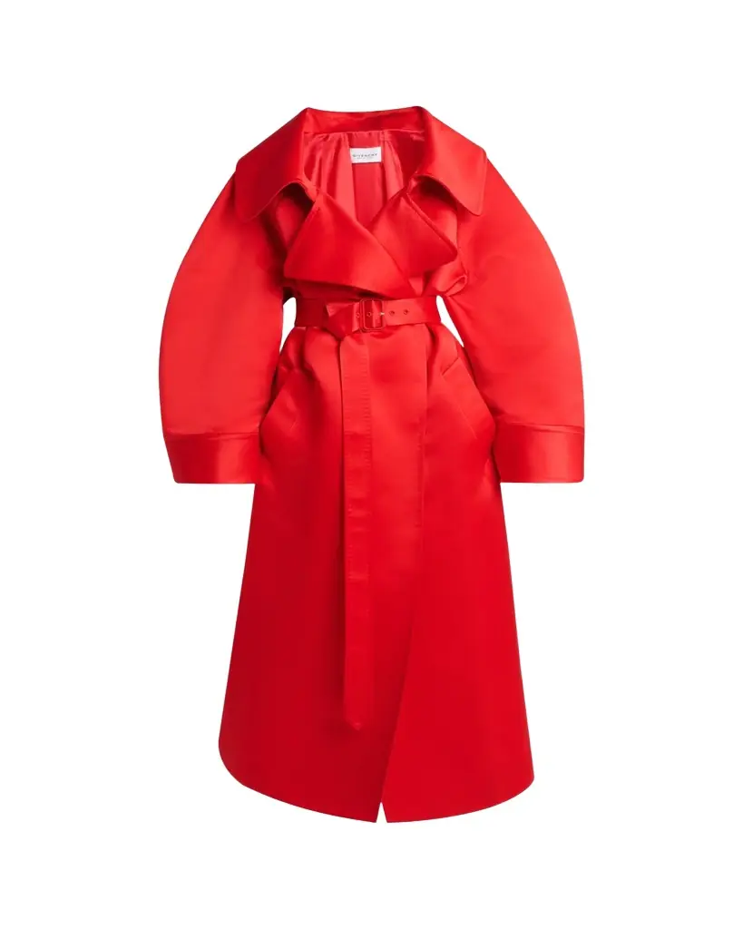 Givenchy Voluminous Belted Silk Coat